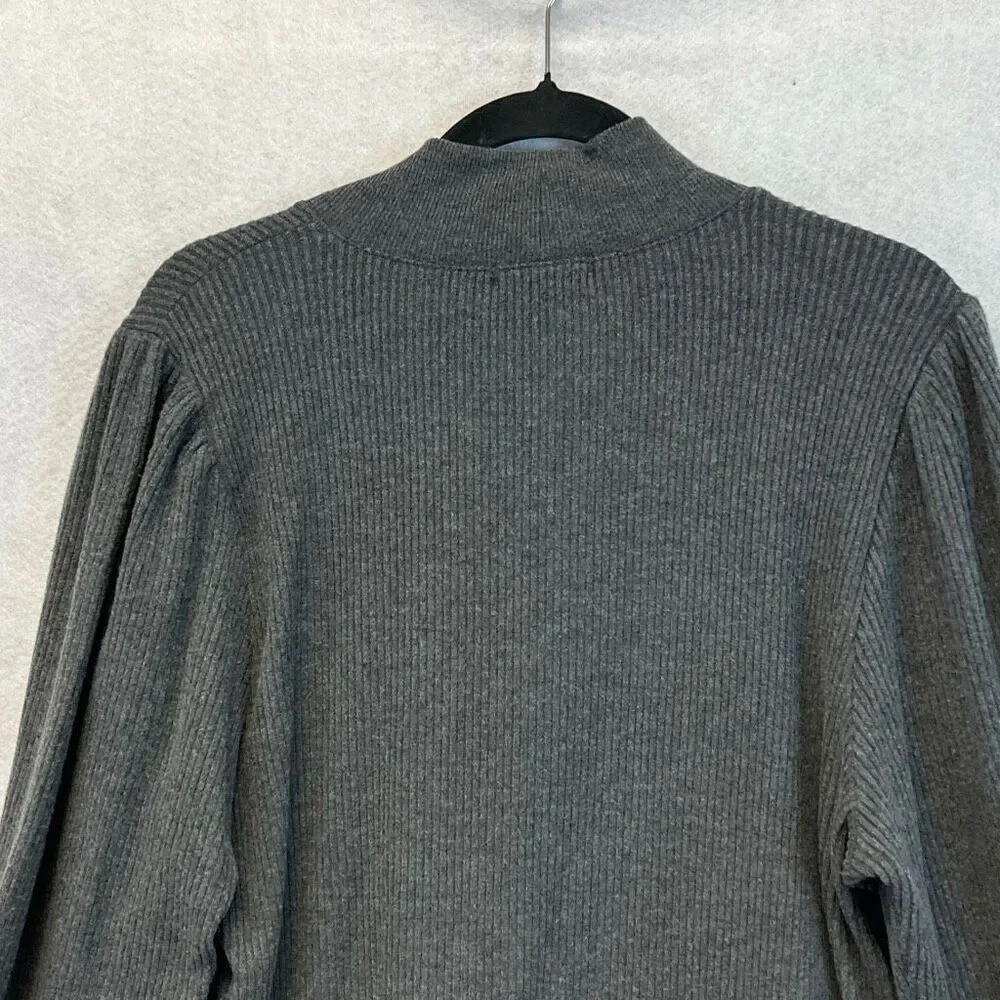 J. CREW Women’s Gray Mock Neck Ribbed Pullover Sweater XL Long Sleeve‎ Soft NWT